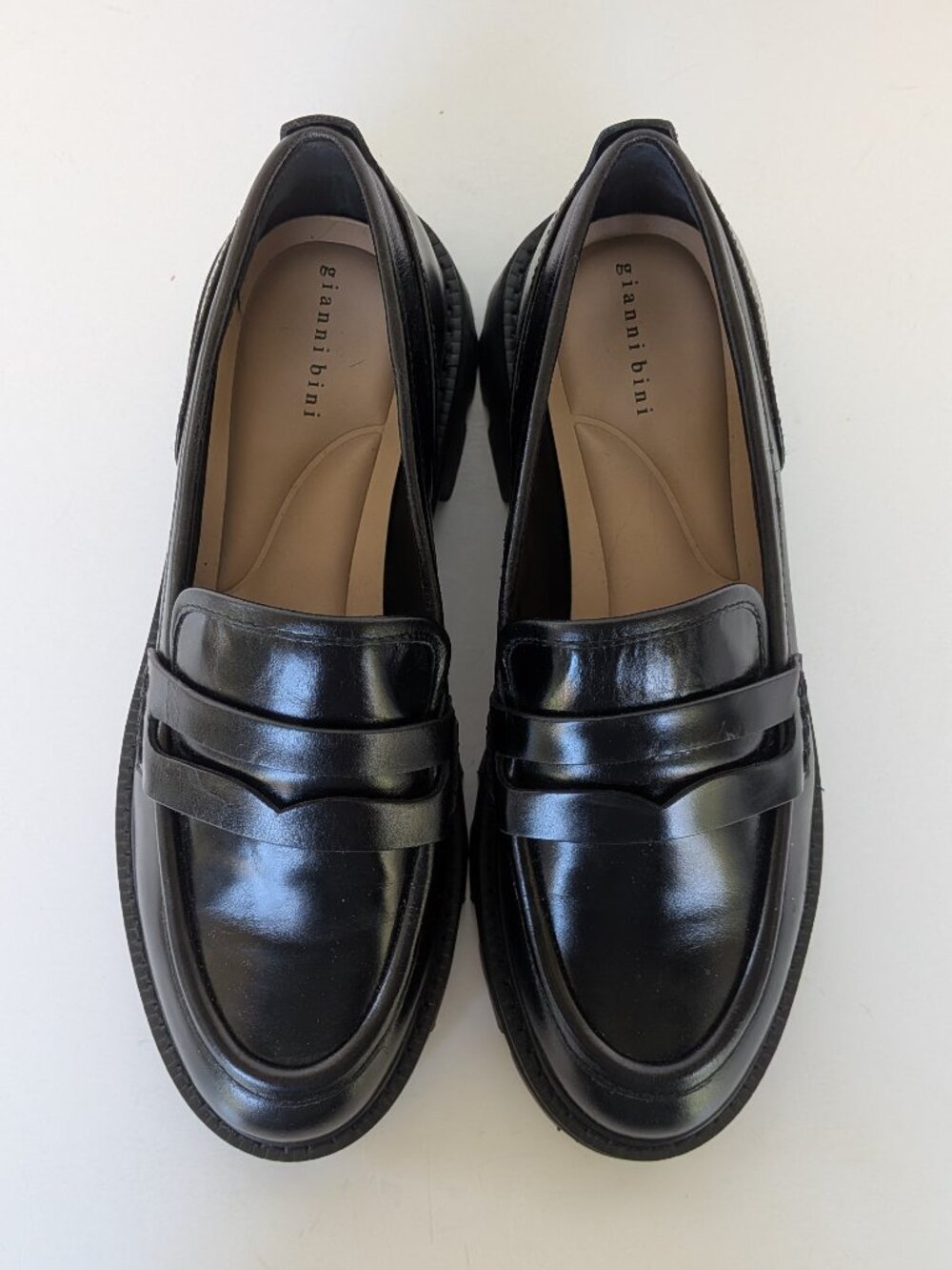 Gianni Bini Chunky Black Leather Loafer Shoes - Womens Size 7.5 M
